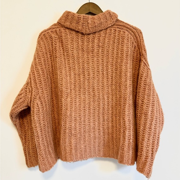 Free People Fluffy Fox Papaya Wool Alpaca Blend Oversized Turtleneck Sweater - Picture 5 of 9
